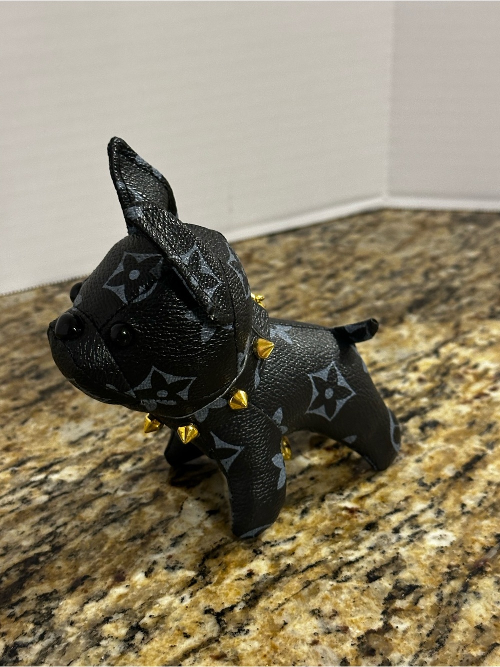 Black Dog Bag Charm with Gold Stud Collar - Picture 2 of 6
